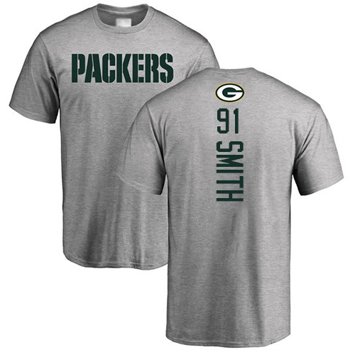 Men Green Bay Packers Ash #91 Smith Preston Backer Nike NFL T Shirt